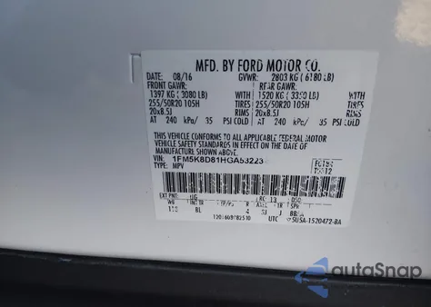 2017 Ford Explorer Xlt from USA, damaged, VIN 1FM5K8D81HGA53223